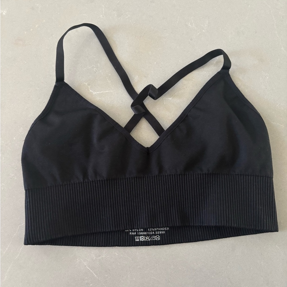Spiritual Gangster Black Ribbed Knit Bra
